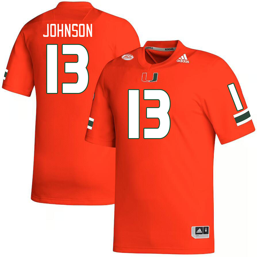 #13 DeAndre Johnson Miami Hurricanes Jerseys Football Stitched-Orange